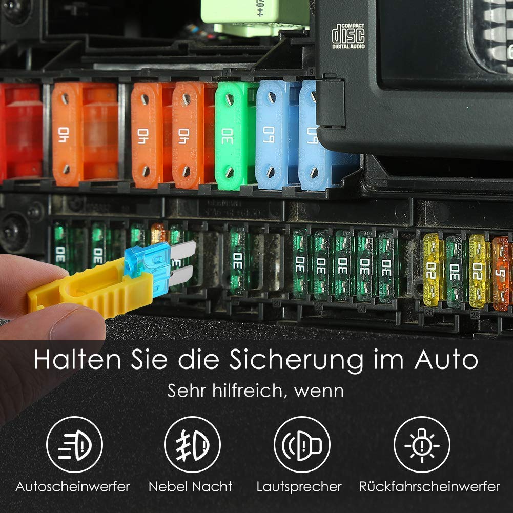 HAKACC KFZ Sicherungen Set, 150 Stück Flachsicherung KFZ Standard Auto Sicherung maßgebend Autosicherungen 2A 3A 5A 7.5A 10A 15A 20A 25A 30A 35A 40A