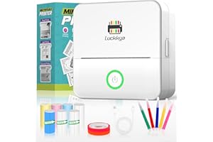 SESENO Mini Sticker Printer - Thermal Mini Printer, Portable Bluetooth Inkless Printer with 7 Rolls Paper, Wireless Sticker Maker Machine Compatible with iOS + Android for Journal, Memo, Photo, DIY, Notes