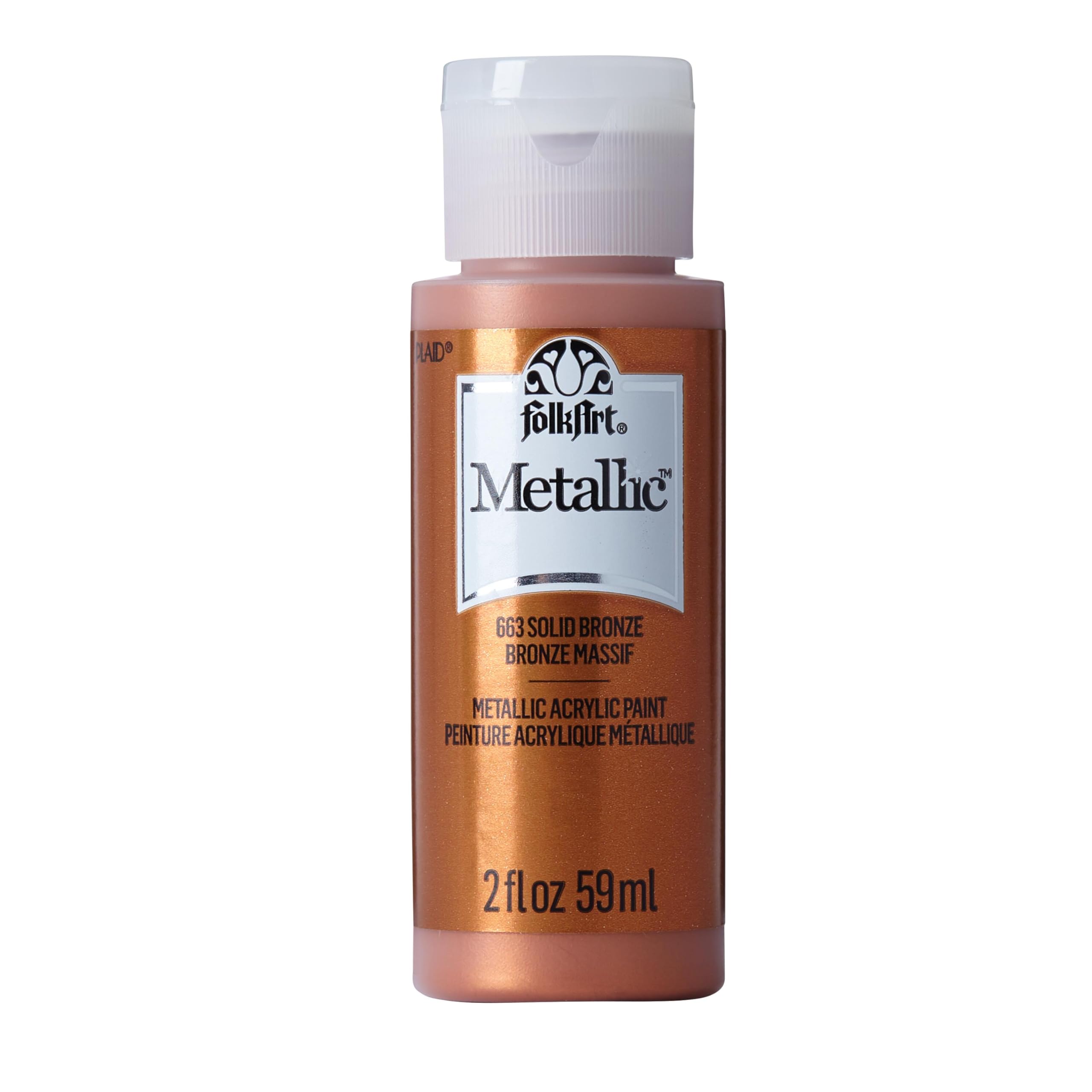 FolkArt Metallic Acrylic Paint in Assorted Colors (2 oz), 6102,2 Ounce Solid Bronze, JA663