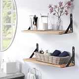 himaly Floating Shelves Set of 2 Rustic Wood Wall Shelves 16.5in view 7