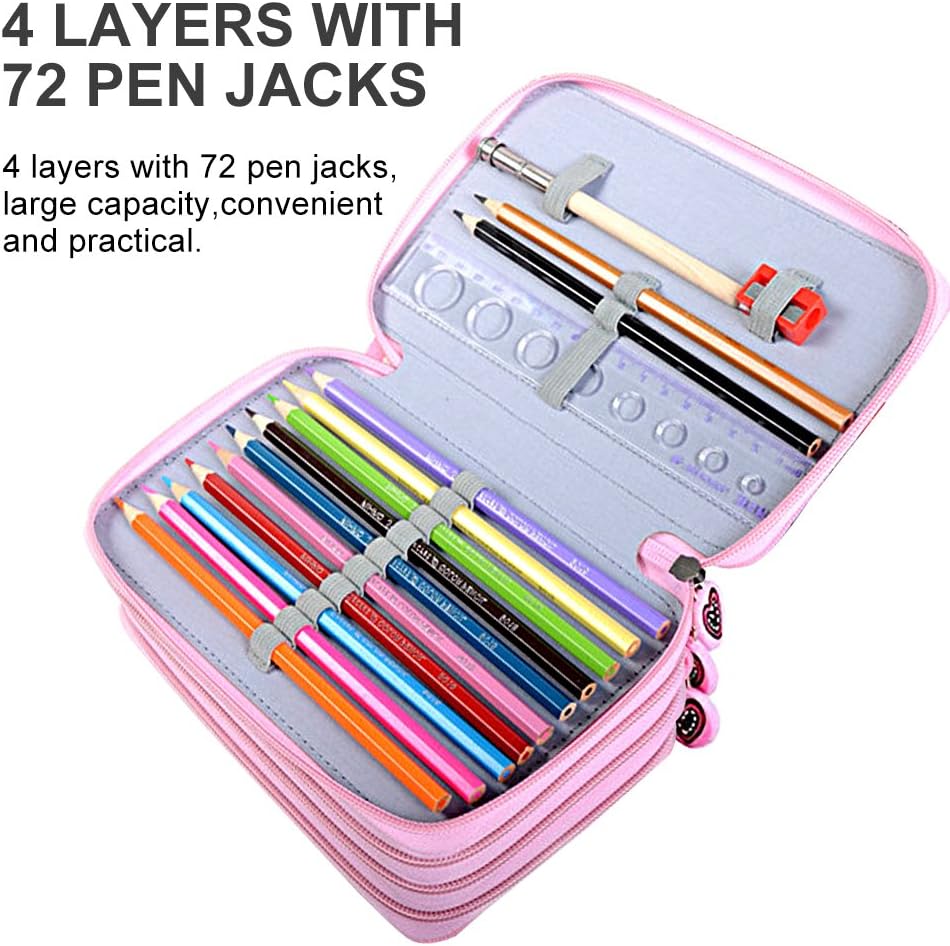 Yosoo Oxford Multi-Layer Pencil Folder for 72 Pencils Make-up Brush Bag Pencil Organiser Stationary Pencil Bag with Large Capacity - Image 5