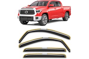 CZShiYue in-Channel Window Rain Guards Fit for 2007-2021 Toyota Tundra CrewMax Truck Extra Durable Deflectors Window Vent Visors Shades Exterior Car Accessories