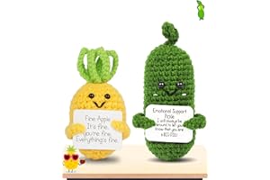 PinCute 2PCS Emotional Support Pickle Pineapple Gifts for Friend - Cute Funny Positive Potato Crochet Doll Home Desk Decor - Gift for Fathers Day Women Men Mom Dad Husband Birthday(Pineapple+Pickle)