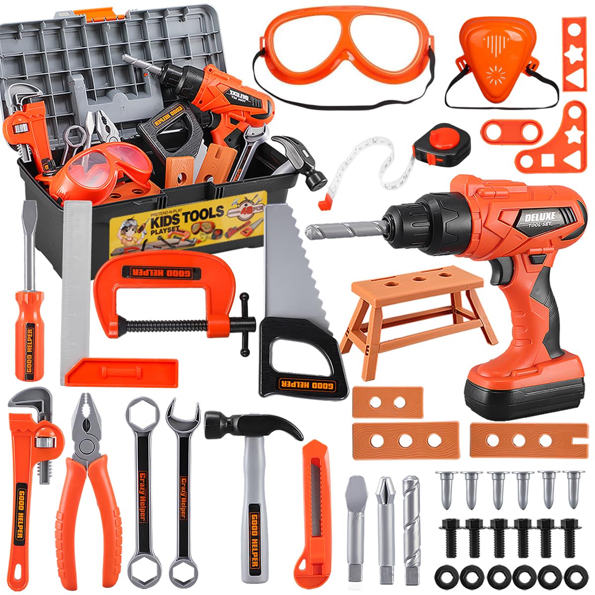 Kids Tool Set – Zealous 48 pcs Toddler Tool Set with Tool Box ...