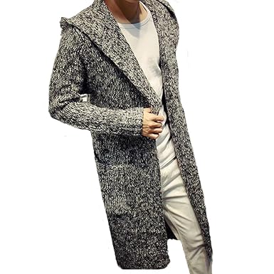 Amazon Gudekeメンズ 秋 冬 ロング カーディガン ニット コート