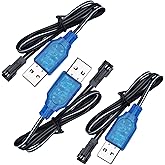 PTIJPOW 3 Pack 3.7V USB Charger Cable with SM-2P Connector/Plug for 3.7V RC Boats Cars Truck Rechargeable Li-ion and Li-Po Battery Battery Charge Cable