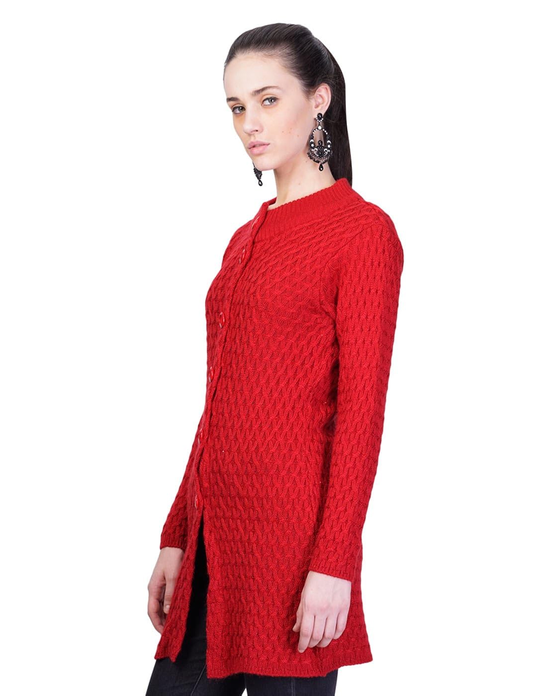 montrex red designer long coat for women