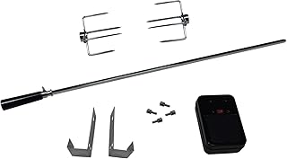 Barbecook elektrischer Grill-Drehspieß-Set Edelstahl mit Motor 220-240-V universal einsetzbar inklusive 2 Fleischnadeln Gasgrill Rotisserie Zubehör 80-cm