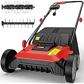 EWORK Electric Dethatcher and Scarifier 14-Inch 12-Amp with Collection Bag | 2-in-1 Power Corded Lawn Dethatcher, Tool-Less Blade Replacement, 5-Position Depth Adjustment for Yard