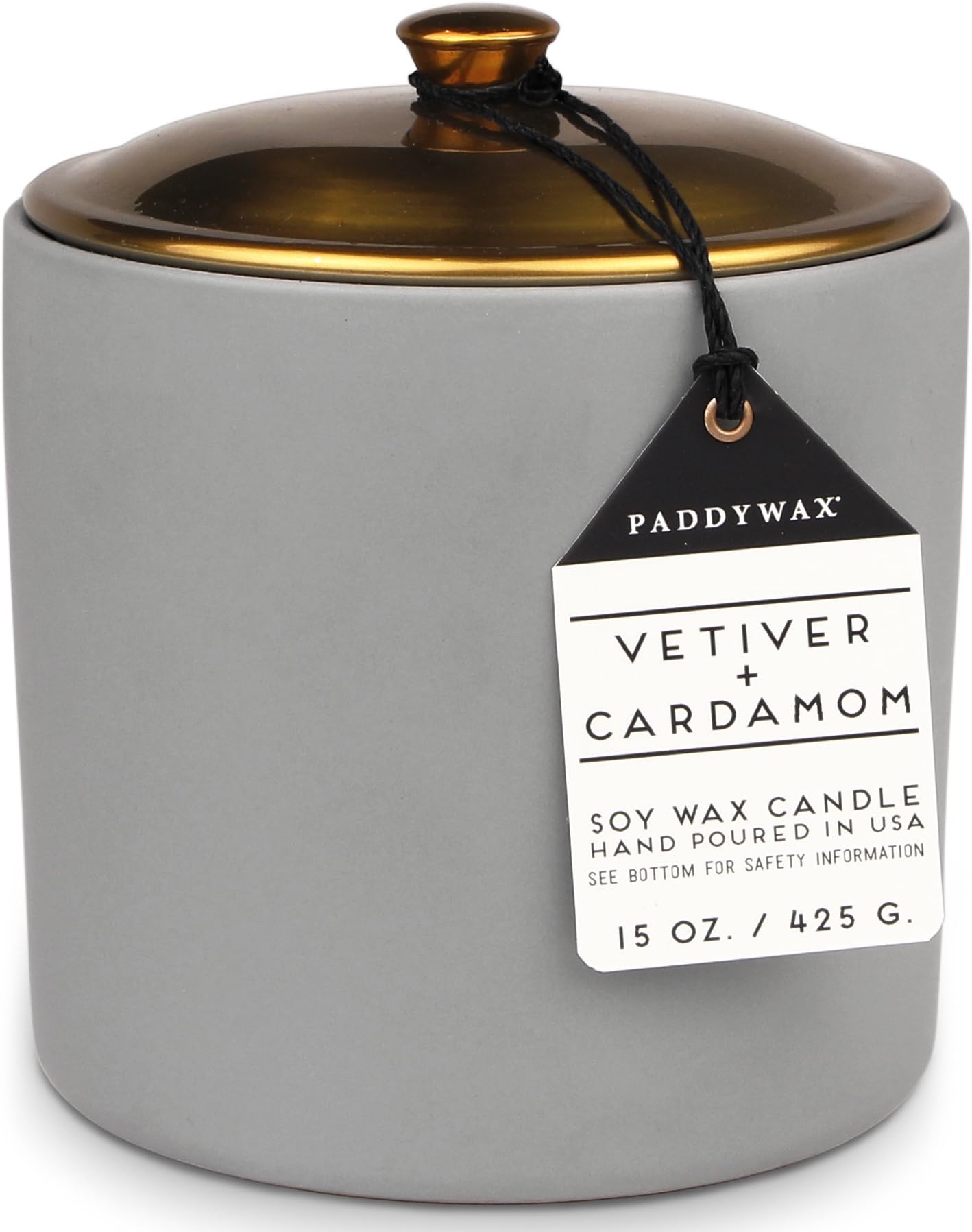 Paddywax Candles HY1501Z Hygge Collection Scented Soy Wax Candle, 15-Ounce, Vetiver & Cardamom