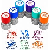 6Pcs Animal Teacher Stamps for Classroom, New Teacher Appreciation Gifts Self Inking Grading Stamps Set, Motivational Reward Stamps, Back to School Essentials for Elementary, Homeschool