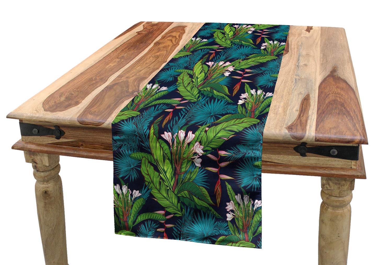 Ambesonne Leaf Table Runner, Tropical Jungle Palm