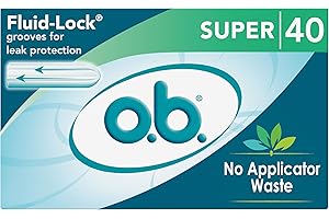 o.b. Tampons No Applicator, Fragrance-Free - 40ct | Applicator-Free Tampons Super, Feminine Care, ob Tampon Super, Period Products