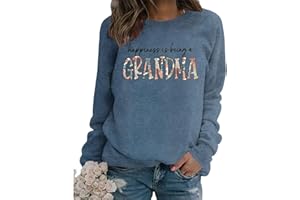 GINESBE Grandma Sweatshirt Women Happiness is Being a Grandma Graphic Crewneck Sweat Shirts Vintage Nana Fall Pullover Tops