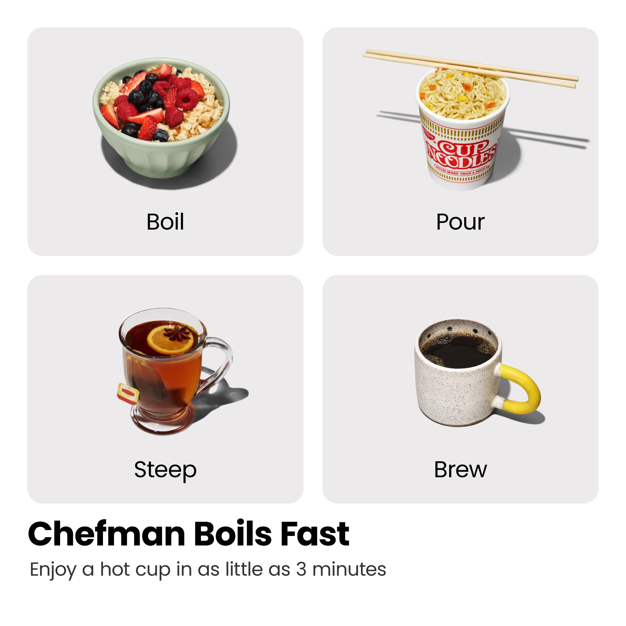 Chefman Electric Kettle with Temperature Control, 5 Presets LED Indicator Lights, Removable Tea Infuser, Glass Tea Kettle & Hot Water Boiler, 360° Swivel Base, BPA Free, Stainless Steel, 1.8 Liters - Image 2