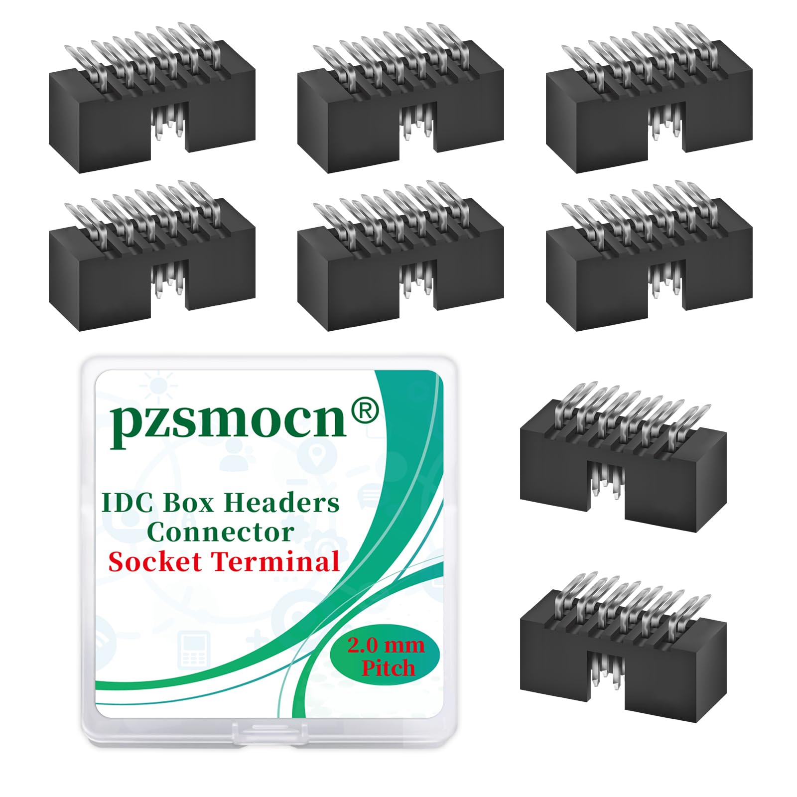 Pzsmocn 20 Pieces IDC 2 * 6 Double Row 2.0 mm Pitch JTAG ISP 12-Pin Box Header Connector Adapter Cable Male Socket SMT Terminal for PCB Electronic Equipment Projects.