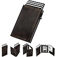 typecase Mens Wallet Card Holder: Pop Up Aluminum Case, Full Grain Leather, RFID Blocking, Smart, Slim, Minimalist, Front Pocket - 9-14 Card Capacity | ID Window | Cash Slot (Burnished Black)