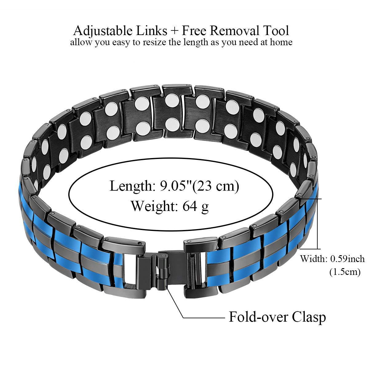 Jeracol Bracelet Mens Titanium Steel Therapy Bracelet