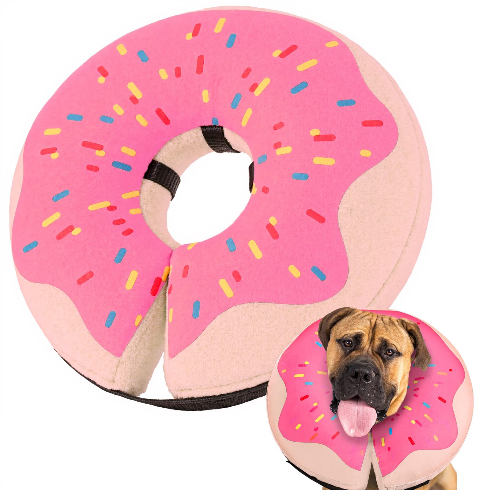 Photo 1 of Gimars Large Inflatable Dog Cone Alternative Dog Donut Collar After Surgery, Soft Neck Pillow Recovery Cone, Elizabethan Collar Alternative for Medium and Large
