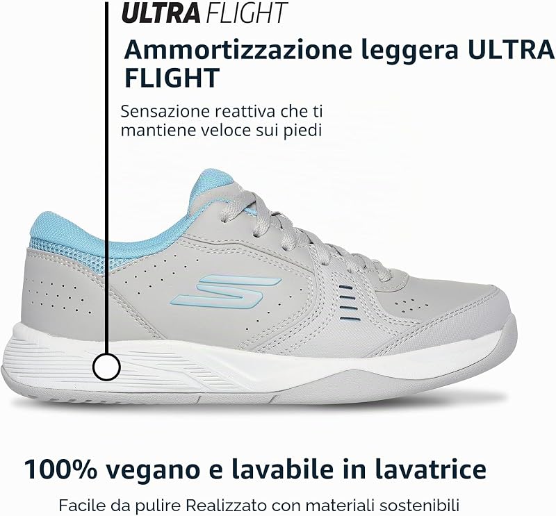 Viper Court Smash - Scarpe da Pickleball da Donna per Interni ed Esterni, vestibilità Comoda, Grigio/Blu, 37 EU