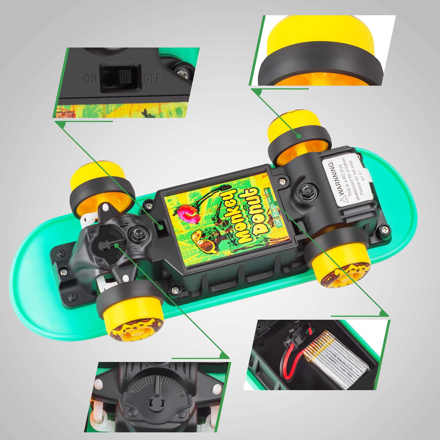 Novelty Design Remote Control Skateboard Toy with 4Sided Pyramid