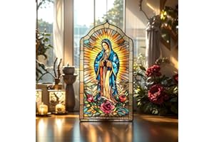 XISZYS Our Lady of Guadalupe Christmas Ornament Virgin Mary Religious Suncatcher Window Hanging Acrylic Stained Glass Effect Art Garden Decor Christian Catholic Unique Gift for Mom Grandma Women