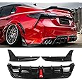 Rear Diffuser Lip Compatibility with 2018-2023 Camry SE XSE Yofer Style V2 LED Rear Bumper Diffuser+ Corner Extension Gloss Black