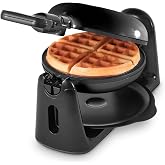 Dash Flip Belgian Waffle Maker - 6.5" Nonstick Surface - Rotating Belgian Waffle Maker with Quick Heat-Up System for Easy Breakfasts - Supports Multi-Use - Black