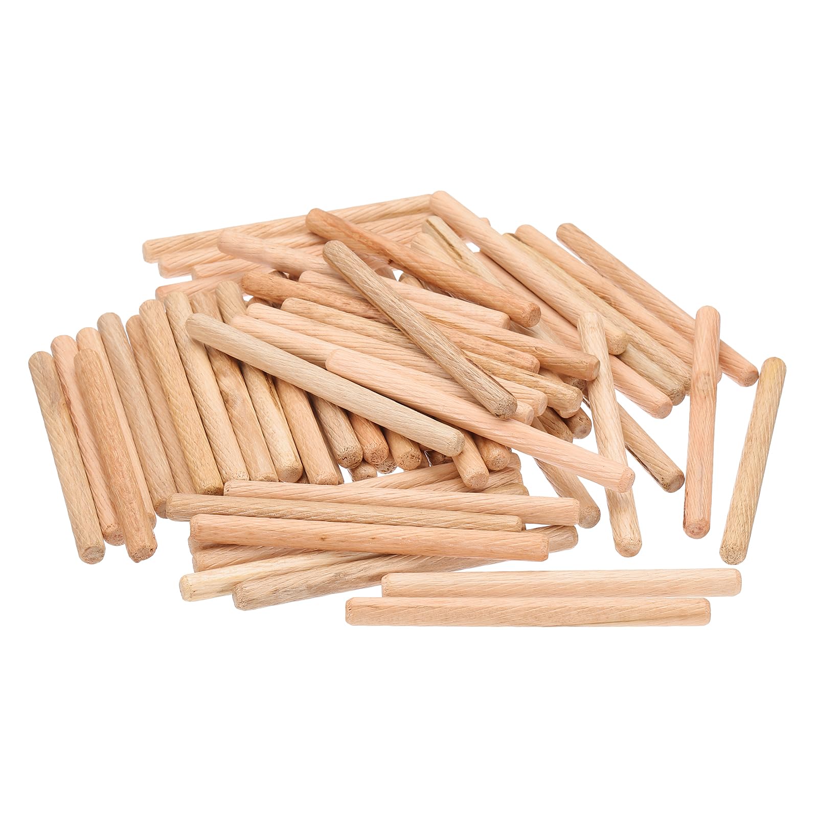 PATIKIL 1/3 Wooden Dowel Pins, 212 Pcs M8x100mm Wood Dowel Pins Hardwood Pegs Fluted Groove Easy Insertion for Crafts Furniture Door Art