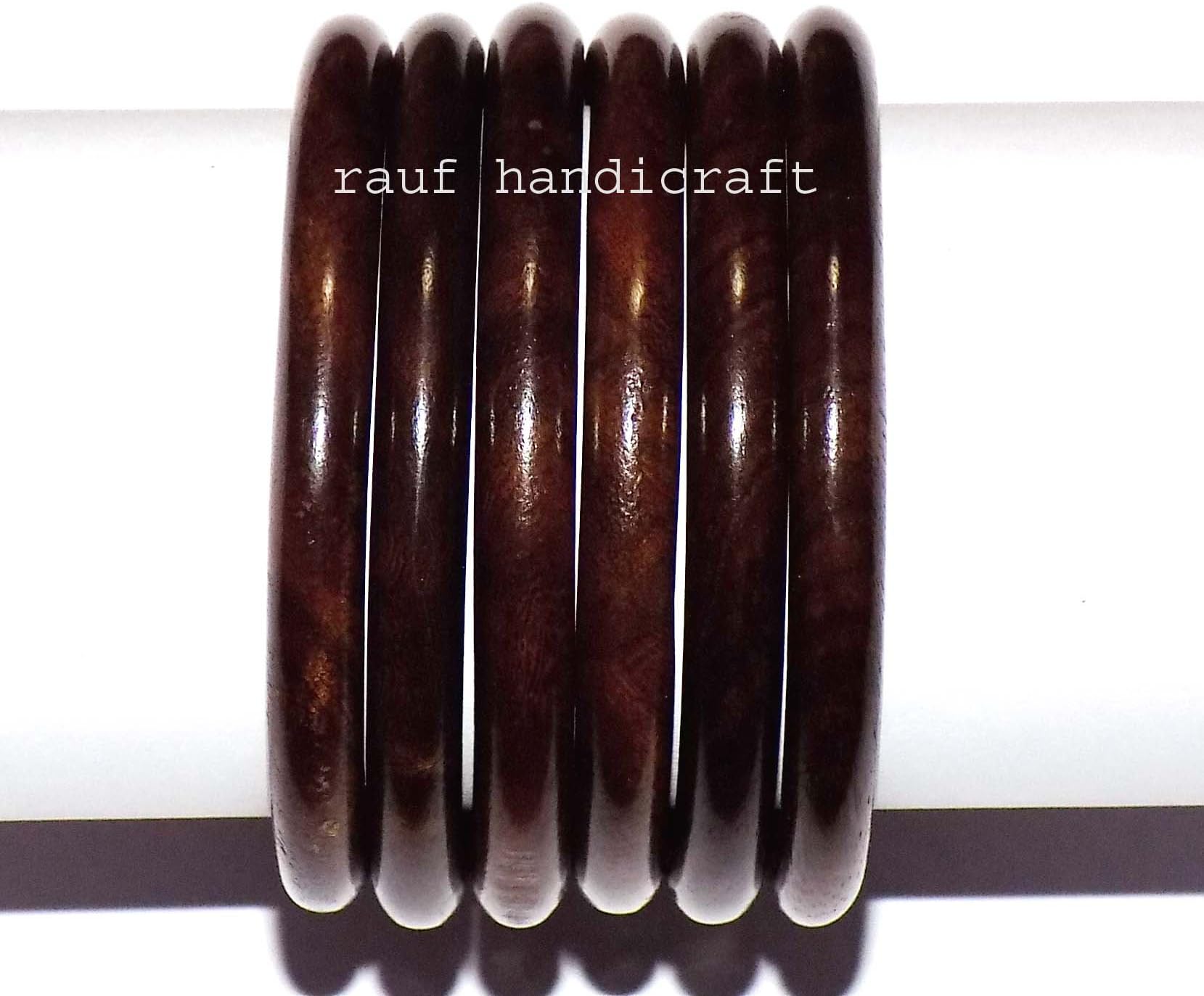Naaz wood arts Women Wooden Stylish Bangles (Naaz Wood artsWomen's Shinning Wooden Bangles Jewellery Set of 6 Peices in Black Shade …)