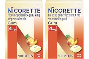Nicorette Nicotine Gum Stop Smoking Aid, 4 mg, Fruit Chill Flavor - 2x100 Count