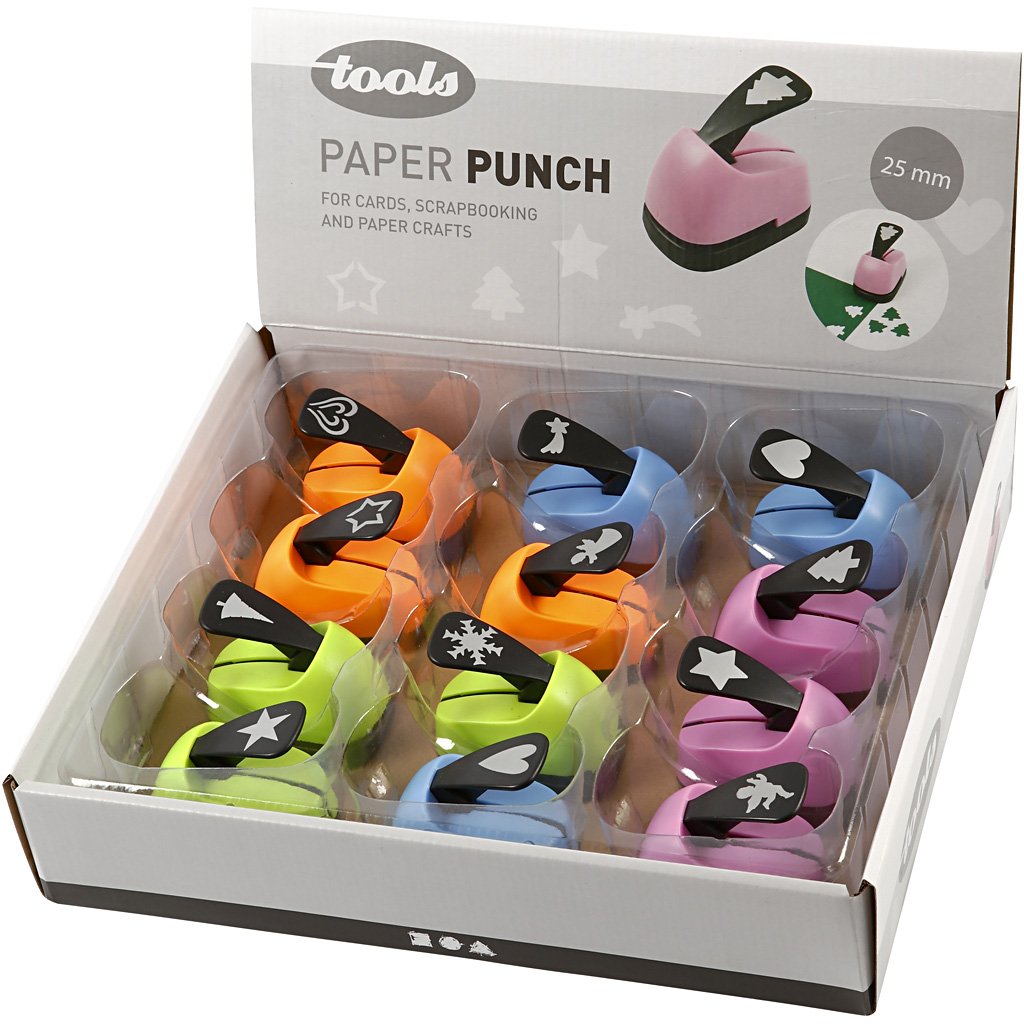 Paper Punches, size 25 mm, christmas motives, 12asstd