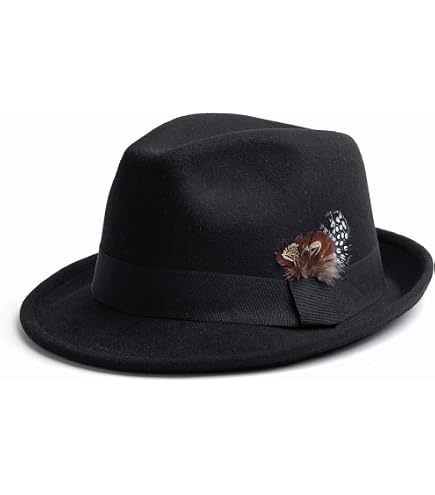 Manhattan Trilby Fedora Hat with Feathers Felt Short Brim  display picture 1