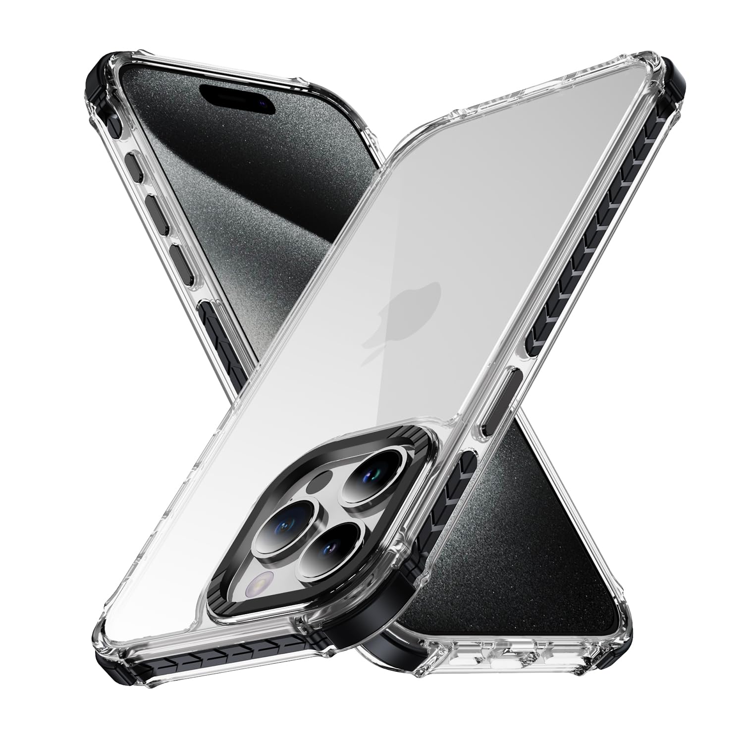 GROZHJAL for iPhone 16 Pro Transparent Phone Case,Lightweight Phone Case,Shockproof with Anti-Fingerprint Phone Cover, for iPhone 16 Pro 6.3 inch (Black, iPhone 16 Pro)