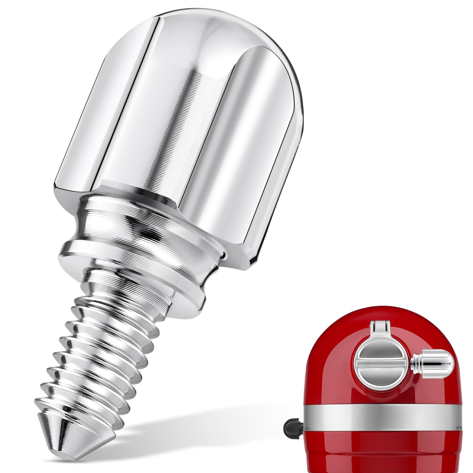 Photo 1 of 1.65‘’ Attachment Knob Thumb Screws fit for Kitchen Mixers, Upgraded 6061 Aluminum Screw Head Knob Replacement Parts (Chrome, 1.65")
