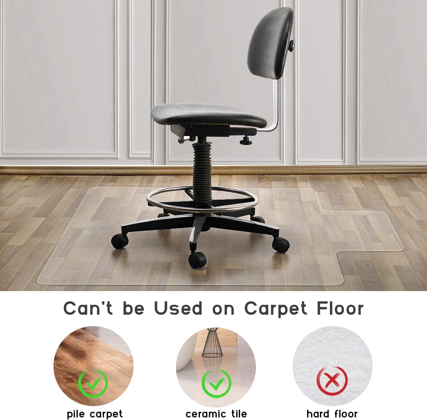 HOKEKI Office Chair Mat for Hardwood Floor, 36" x 48'' with Lip Transparent Floor Mats for Rolling Chairs, Wood/Tile Protection Mat for Office & Home (36" x 48'') : Office Products