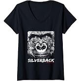Womens Silverback Gorilla V-Neck T-Shirt