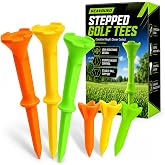 GEAVOUED Stepped Golf Tees, 110 Count Plastic Golf Tees with 4-Prong Top,Mix Color 70 x 3-1/4" &amp; 40 x 1-1/2",Fixed Height Golf Tees for Golf Training and Driving Range