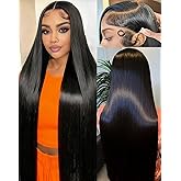 Cllok 30 Inch Straight Wigs Human Hair 13x6 Real frontal Wig 200 Density HD Transparent Lace Front Wigs Human Hair Pre Plucked Can Last 6-9 Months Tangle-Free Natural Black for Women