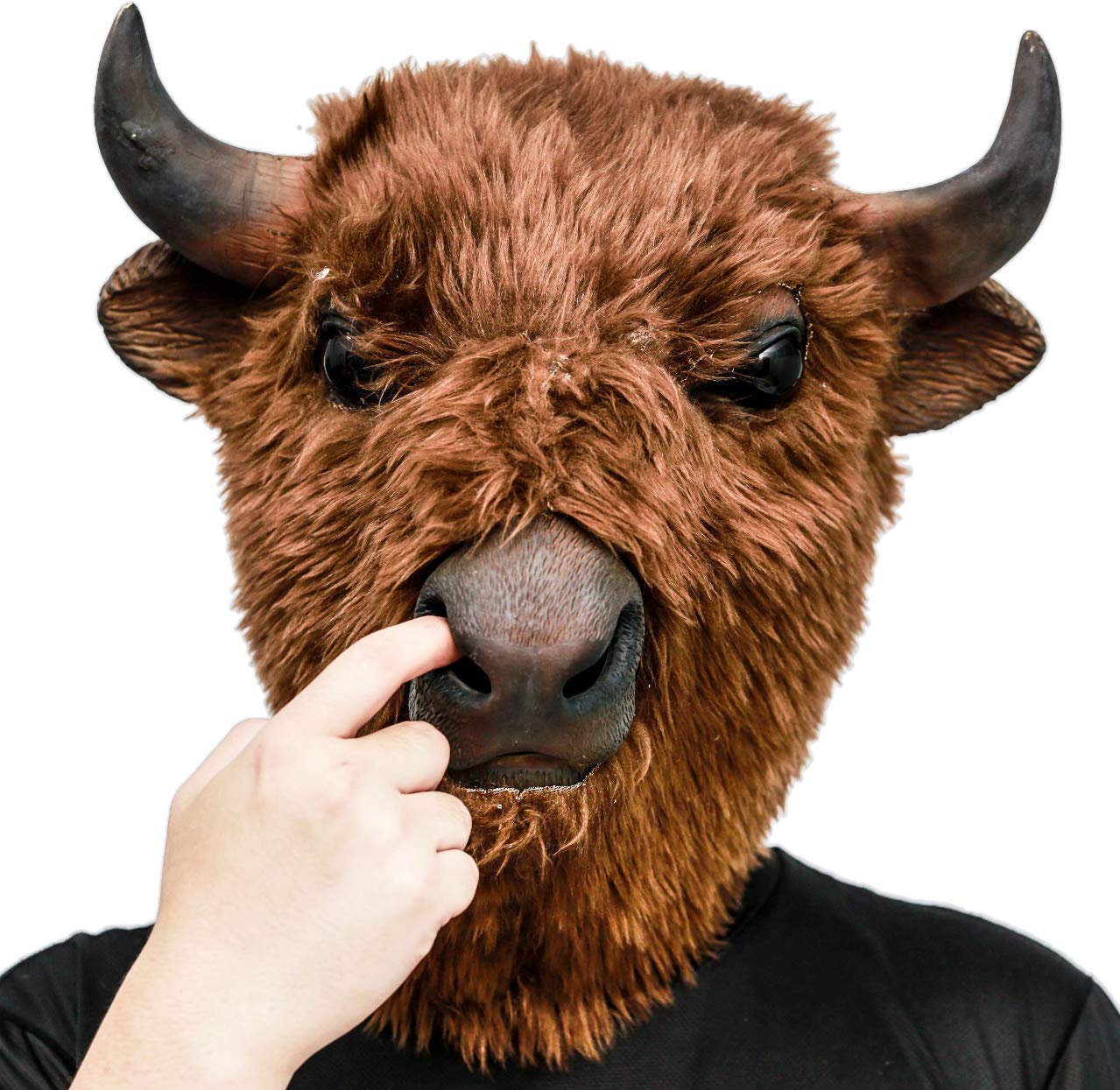 CreepyParty Bison Mask Animal Latex Full Head Realistic Plush Masks Fancy Dress for Halloween Carnival Costume Party Yak Buffalo Bull Mask
