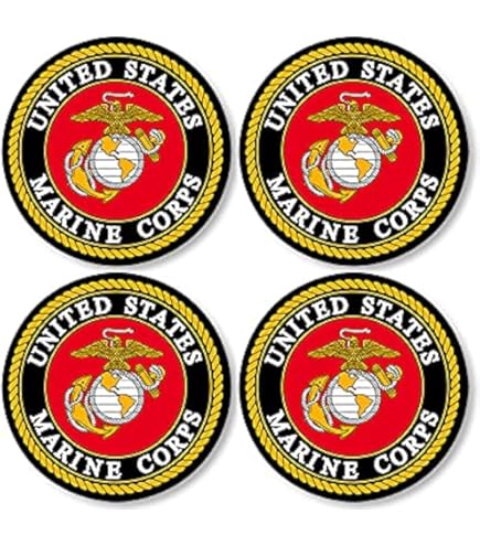 12-Pack US Marines Logo Stickers - Official Licensed 1 Inch Round Decals For Laptop, Water Bottle & Car (Matte Vinyl)