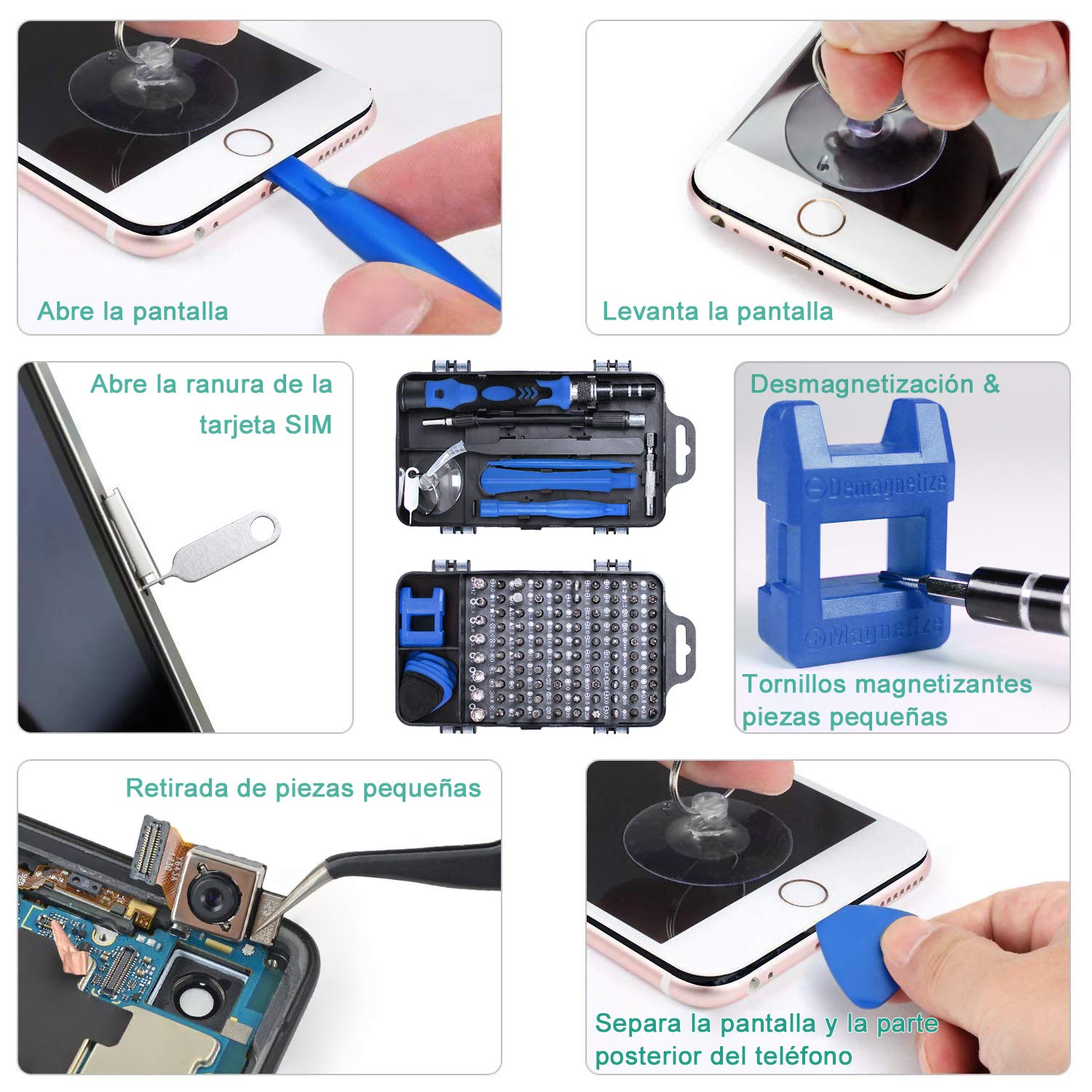 Juego de Destornilladores, Gocheer 115 en 1 Destornilladores de Precisión Kit de Herramientas Profesional,DIY Herramientas para Teléfono Movil,Gafas, Reloj, Ventilador,TV, Refrigerador, Ordenador ect.