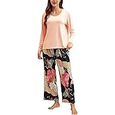 Nanxson Womens Pajamas Set Print Comfy Long Sleeve Sleepwear Tops with Pants Soft Women Loungewear Joggers with Pockets