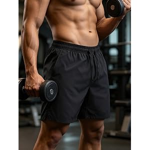 Men's Athletic Shorts with Pockets, Stretch Waistband Casual Shorts - Lightweight Quick Dry for Running Gym Workout