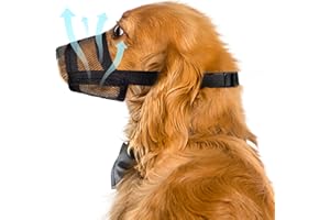 Flintstone Dog Muzzle for Large Dogs – Soft Air Mesh Muzzle for Large Sized Dog | Breathable Mouth Guard to Prevent Biting Chewing Grooming | No Bark Muzle L 7.9”-9.4”