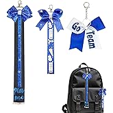 3-Piece Cheer Pin Me Ribbon Set - 13in+8in+6in for Backpack, Keychain & Team | Glitter Cheerleader Accessories Gift for Squad, Coach