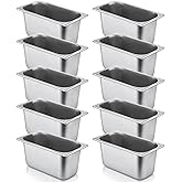 10 Pack Hotel Pans Stainless Steel Steam Table Pan 1/3 Size, 0.8 mm Thick Anti Jam Warming Pans for Food Warmer Restaurant Catering Supplies, 12.8 x 6.9 Inch(6 Inch Deep,Standard)