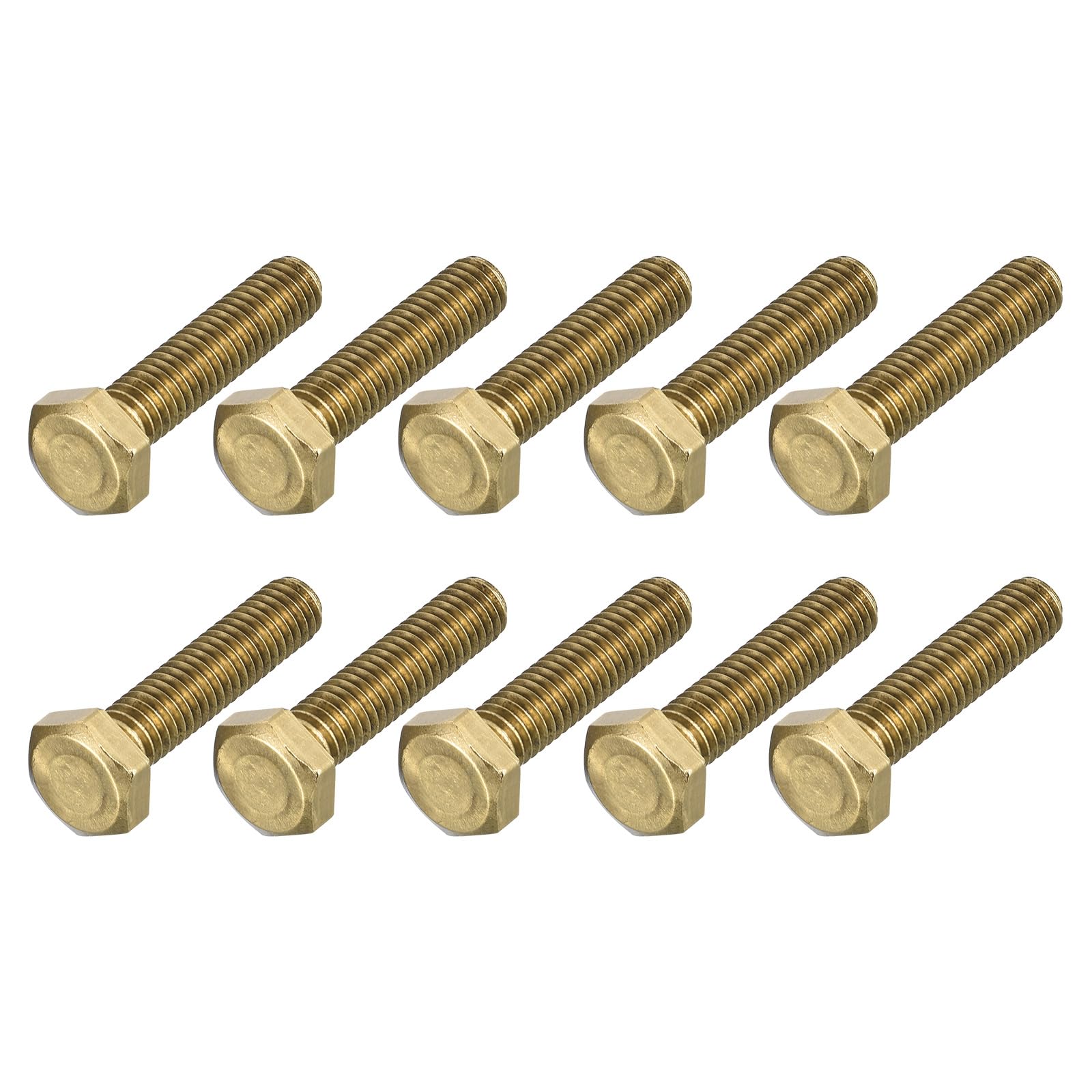 METALLIXITY Hex Head Screw Bolt (M6-1x25mm) 10Pcs, Brass Fully Threaded Solid Brass Hex Bolts Machine Screws - for Machinery Repair — image 1