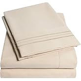 1500 Supreme Collection Extra Deep Pocket Sheets Set - Luxury Soft Bed Sheets, Wrinkle Free, Bedding, Over 40 Colors, 21 inch Extra Deep Pocket, Queen, Beige