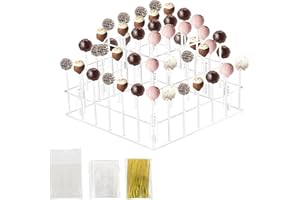3 Tier Cake Pop Stand, 56 Holes Acrylic Cake Pop Holder Stand, Clear Cake Pop Display Stand Holder, Lollipop Square Display S
